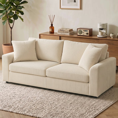 Sofa 3 places moderne en velours côtelé avec ressorts