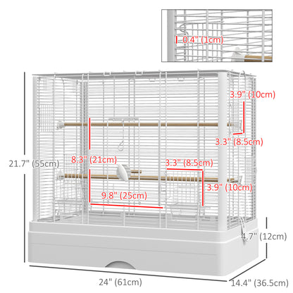Cage à oiseaux avec perchoirs en bois et plateau amovible