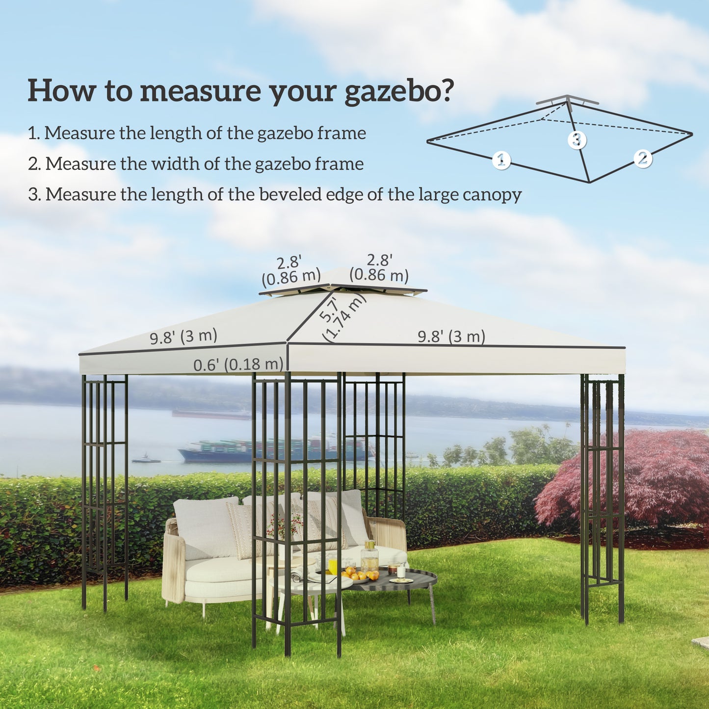 Toile de remplacement gazebo deux niveaux 3 x 3 m