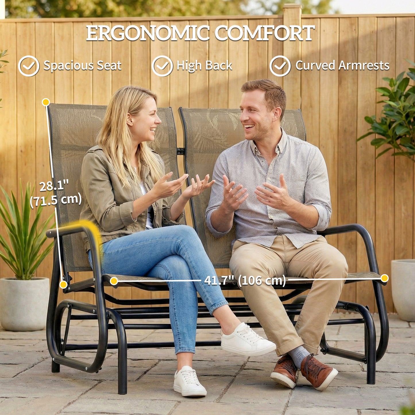 Banc planeur extérieur 2 places mécanisme glissement