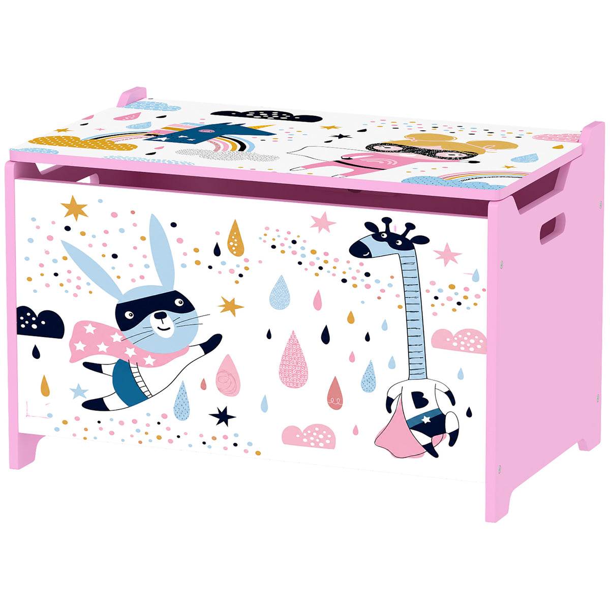 Kids Toy Box Storage Chest with Safety Hinges