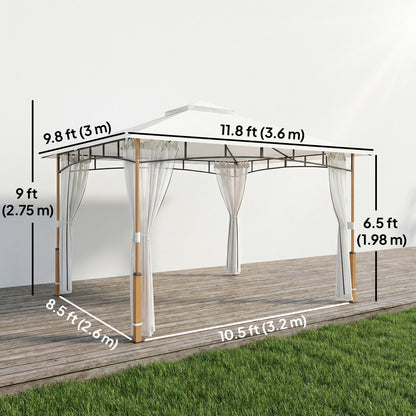 Gazebo de patio double toit 3x3.6m avec moustiquaire