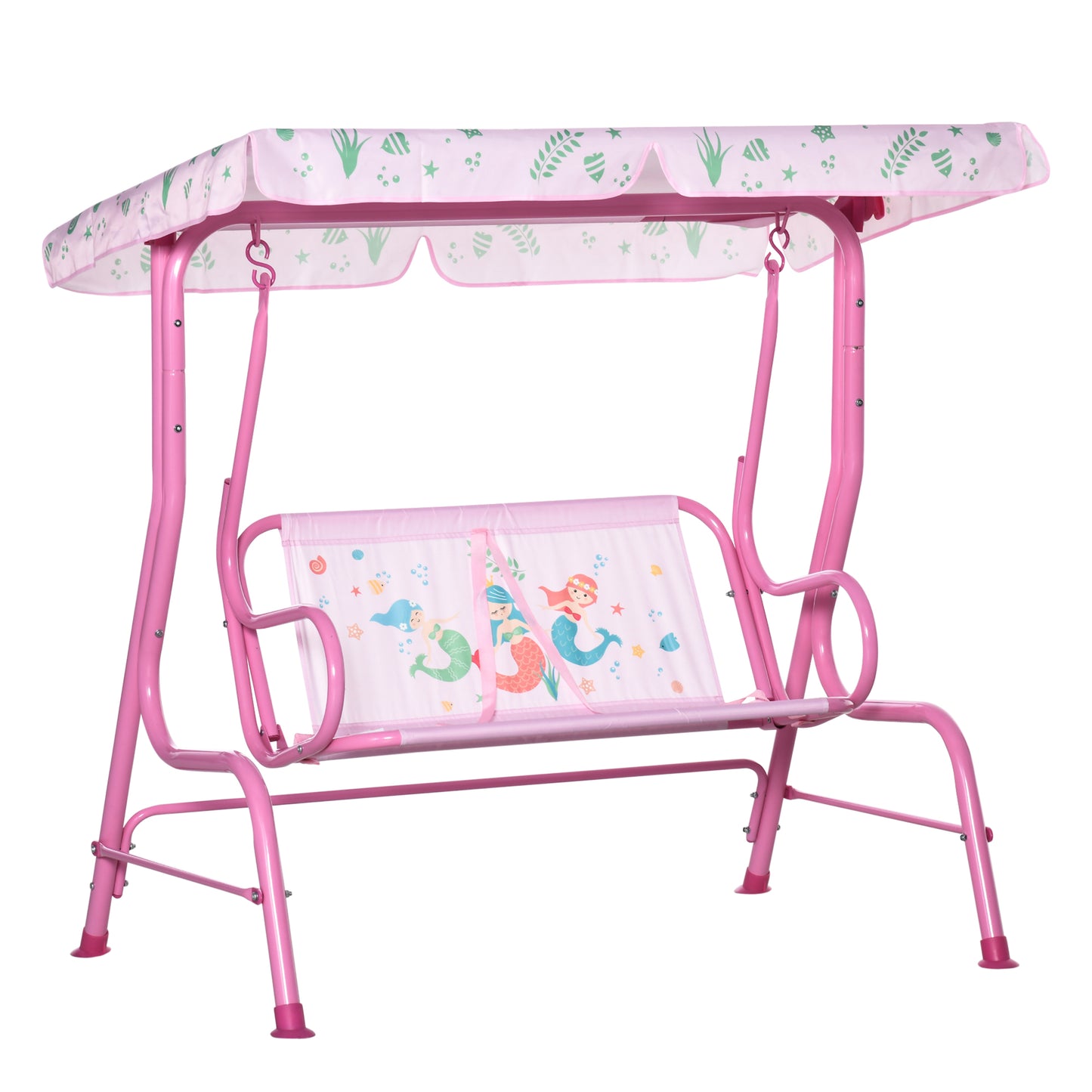 Balançoire double enfants avec auvent réglable motif sirène