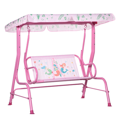 Balançoire double enfants avec auvent réglable motif sirène