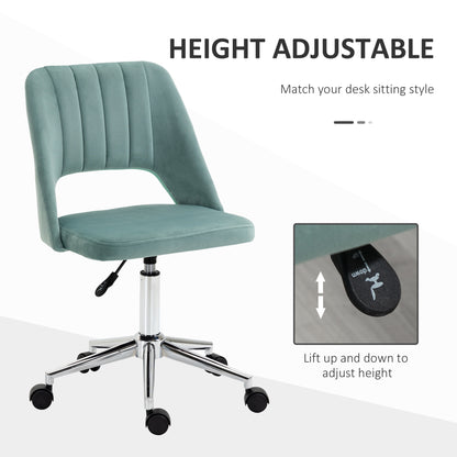 Chaise de bureau mi-hauteur velours forme festonnée pivotante