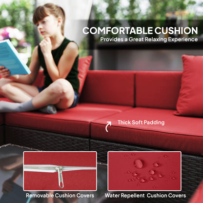 Ensemble de meubles de patio 7 pièces rotin modulaire