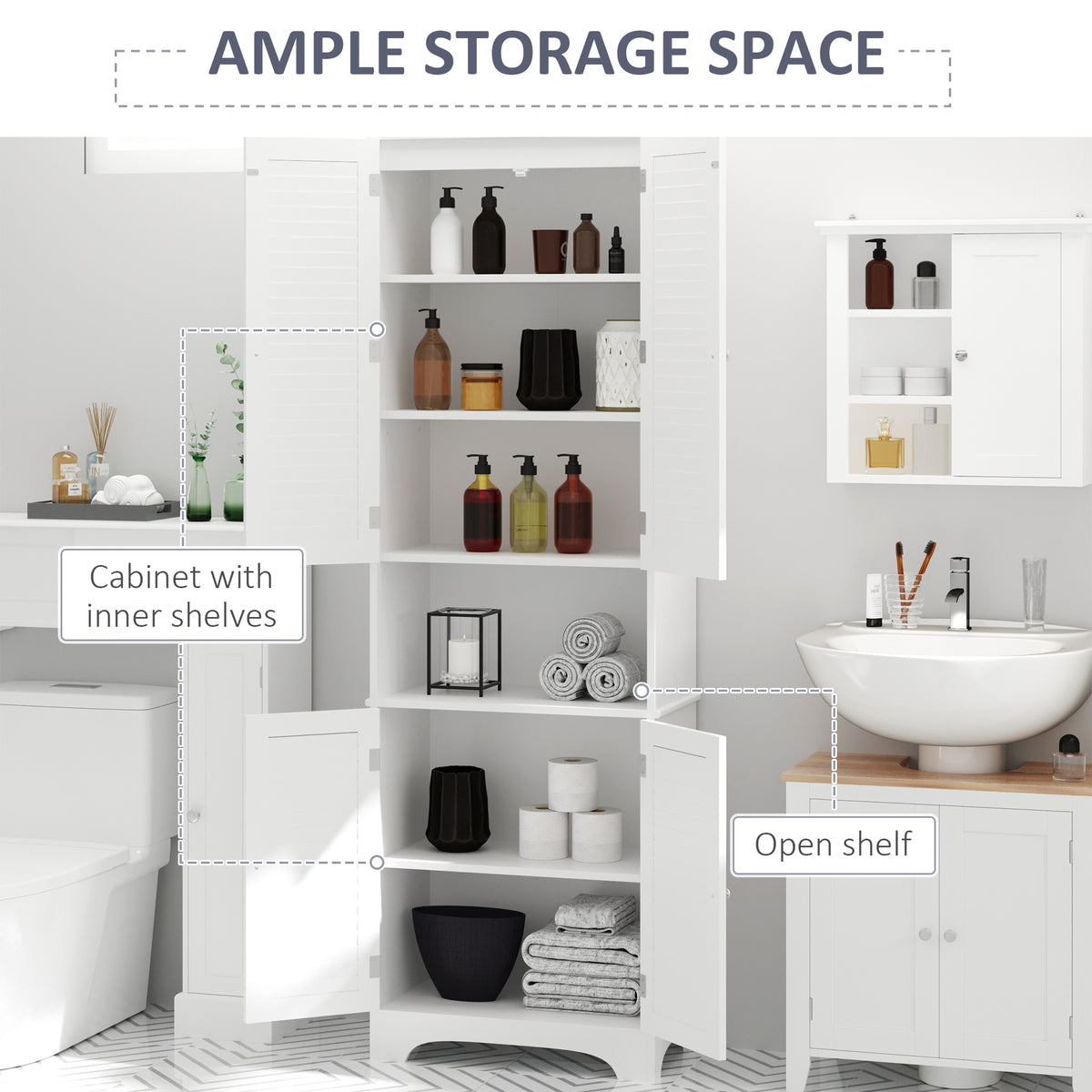 Meuble de rangement haut étroit pour salle de bains