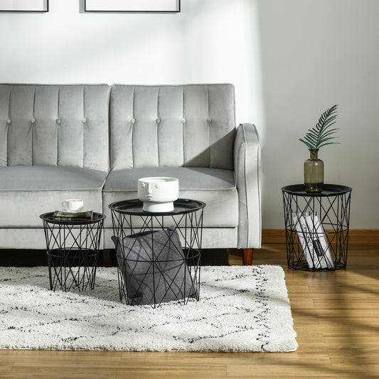 Tables gigognes avec rangement — Lot de 3