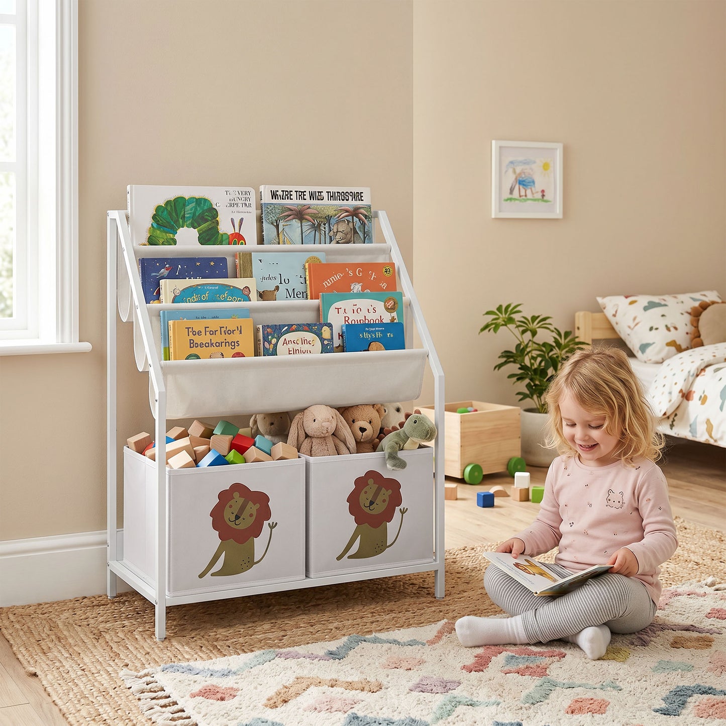 Bibliothèque enfant 3 niveaux avec tiroirs Montessori