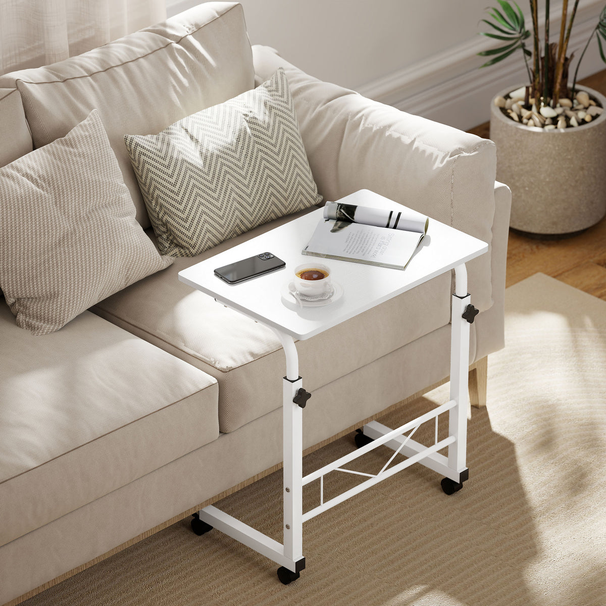 Table d'appoint mobile hauteur réglable — bois
