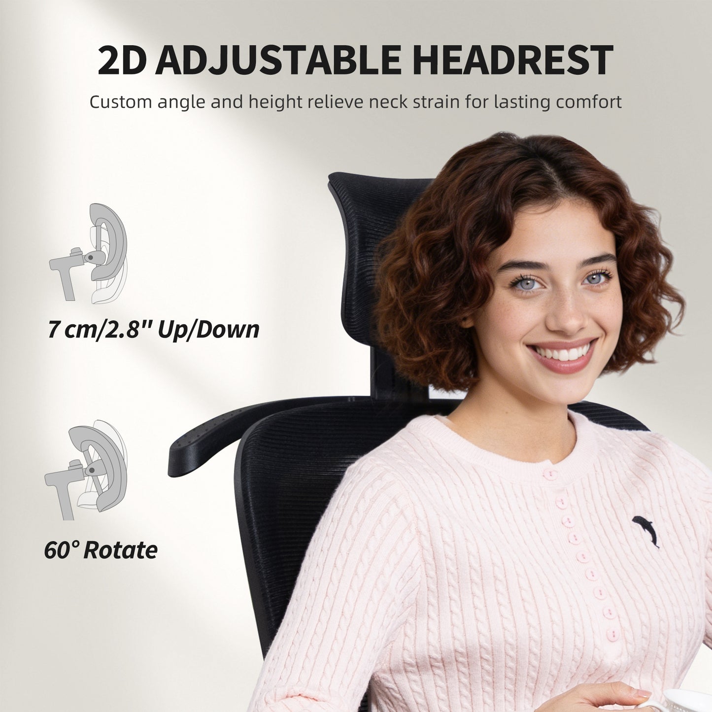 Chaise de bureau ergonomique maille avec appui-tête réglable