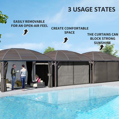 Gazebo hardtop aluminium avec moustiquaire et rideaux