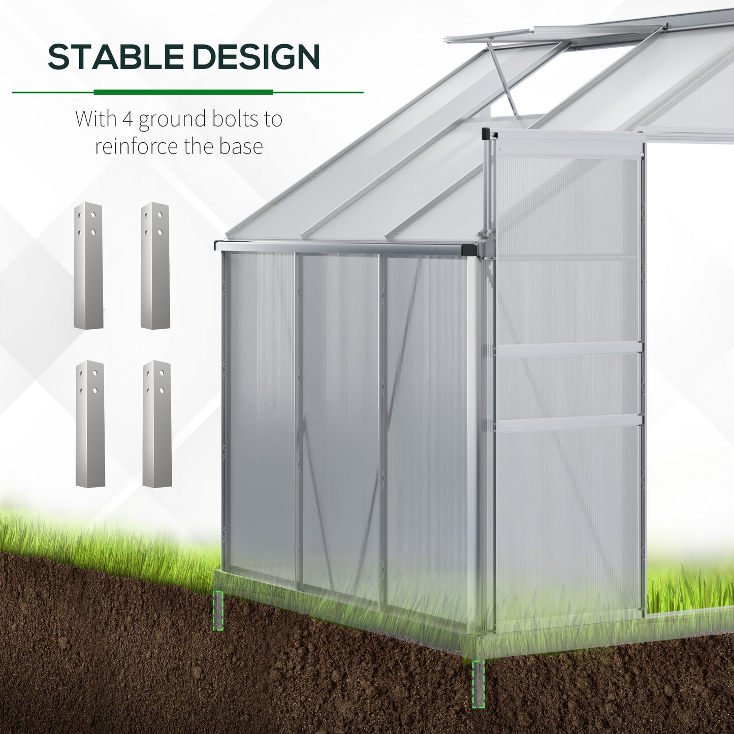 Serre adossée aluminium 183x122cm polycarbonate — Foncé