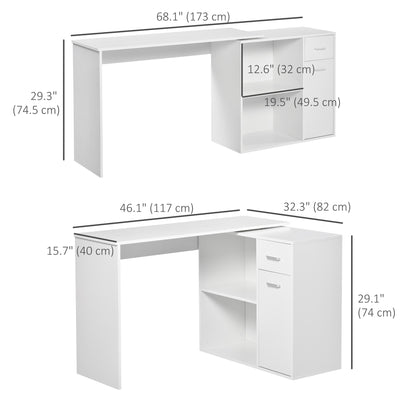 Bureau d'angle rotatif 180° avec rangements