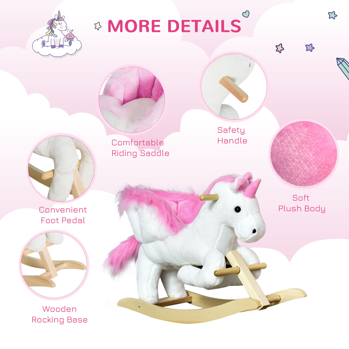 Cheval à bascule pour bébé avec sons musicaux