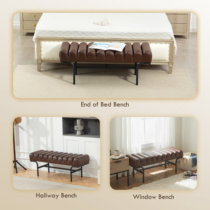 Banc de lit cylindrique en similicuir