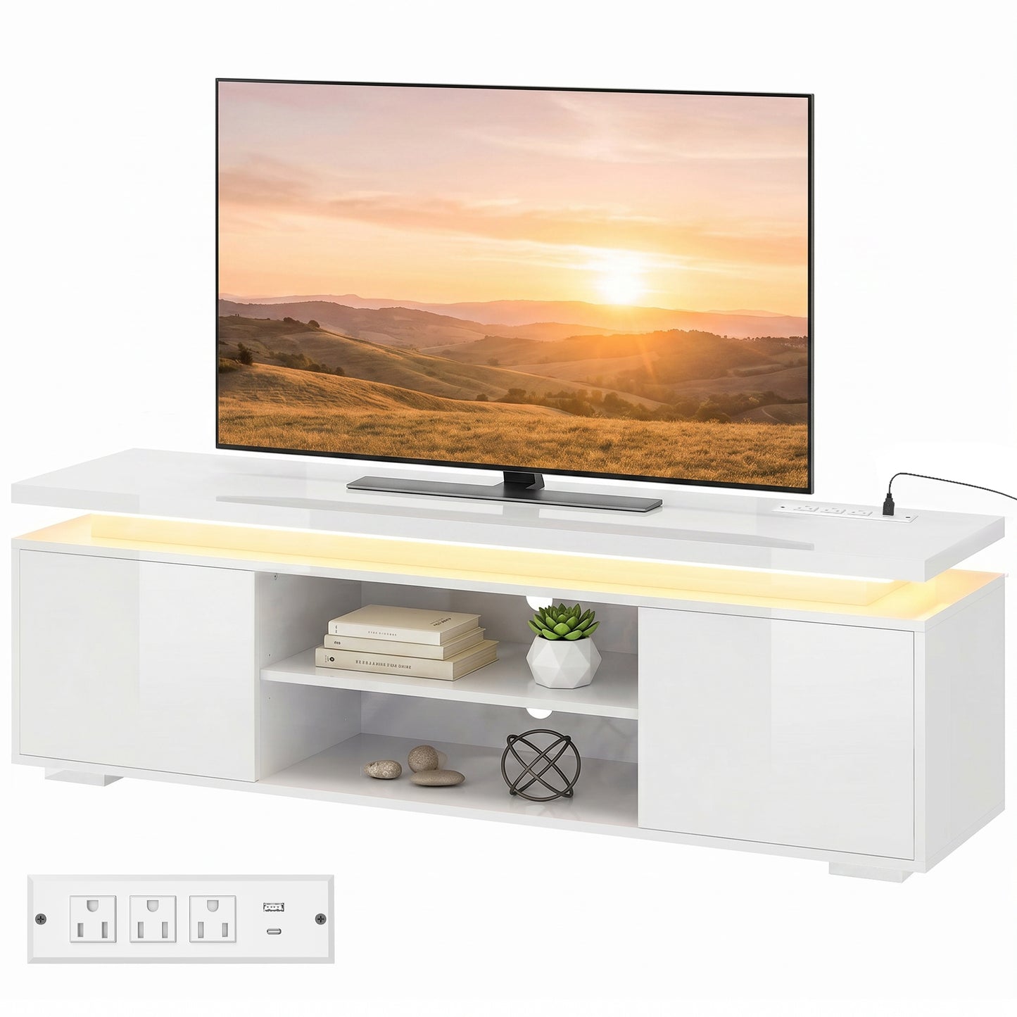 Meuble TV avec DEL RGB et prises intégrées