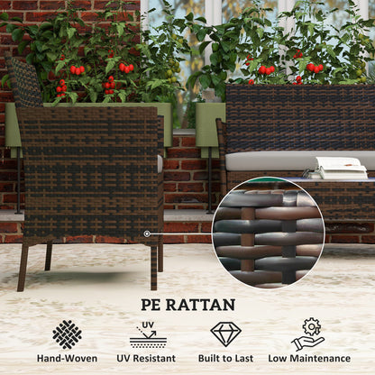 Outsunny 4-Piece Rattan Patio Set with Loveseat and Table Beige