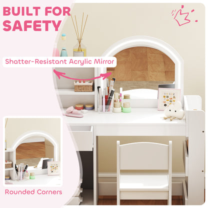 Coiffeuse enfant avec miroir éclairé et rangements
