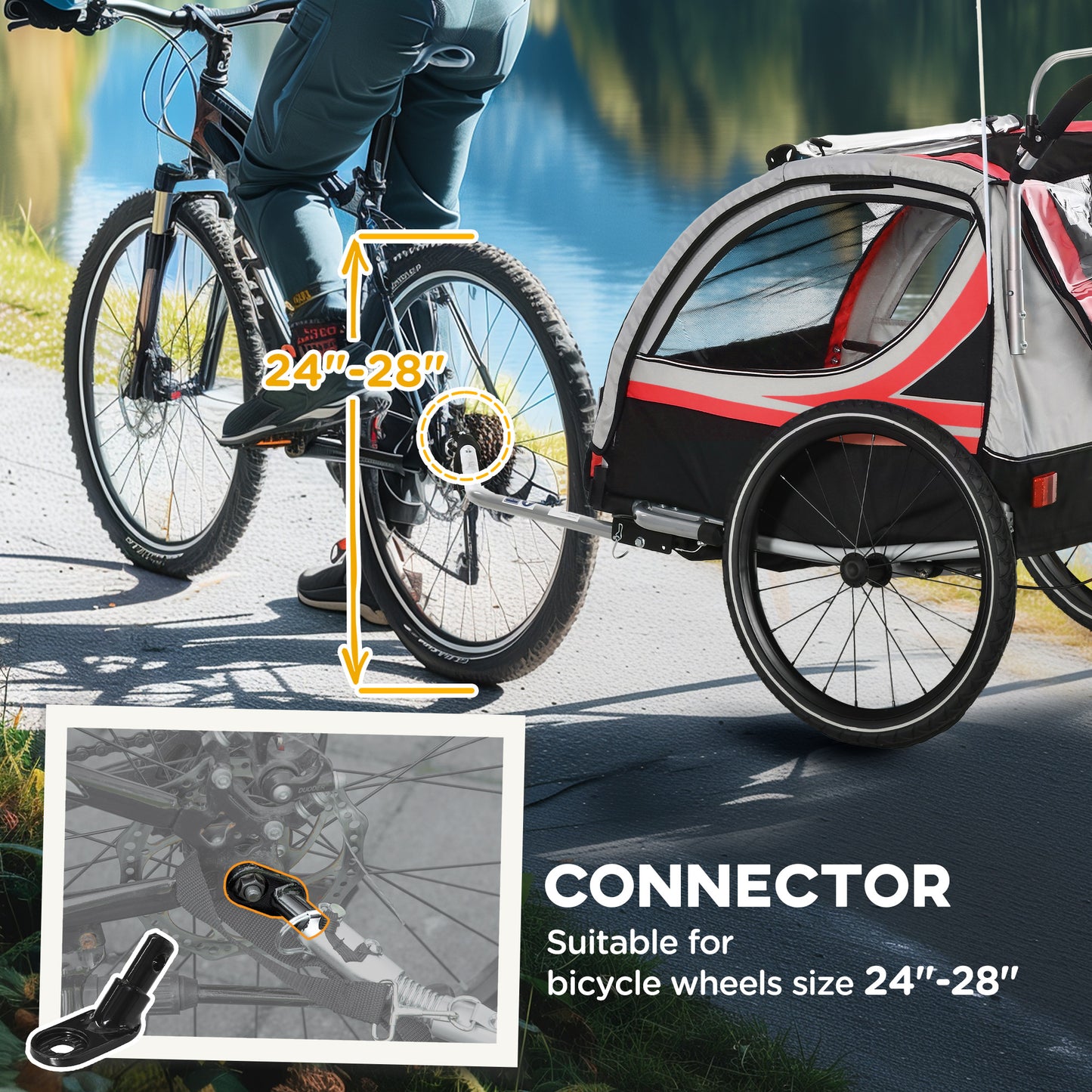Remorque vélo enfants 3-en-1 avec 2 sièges