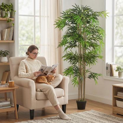 Arbre de bambou artificiel à huit troncs