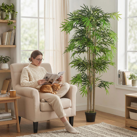 Arbre de bambou artificiel à huit troncs