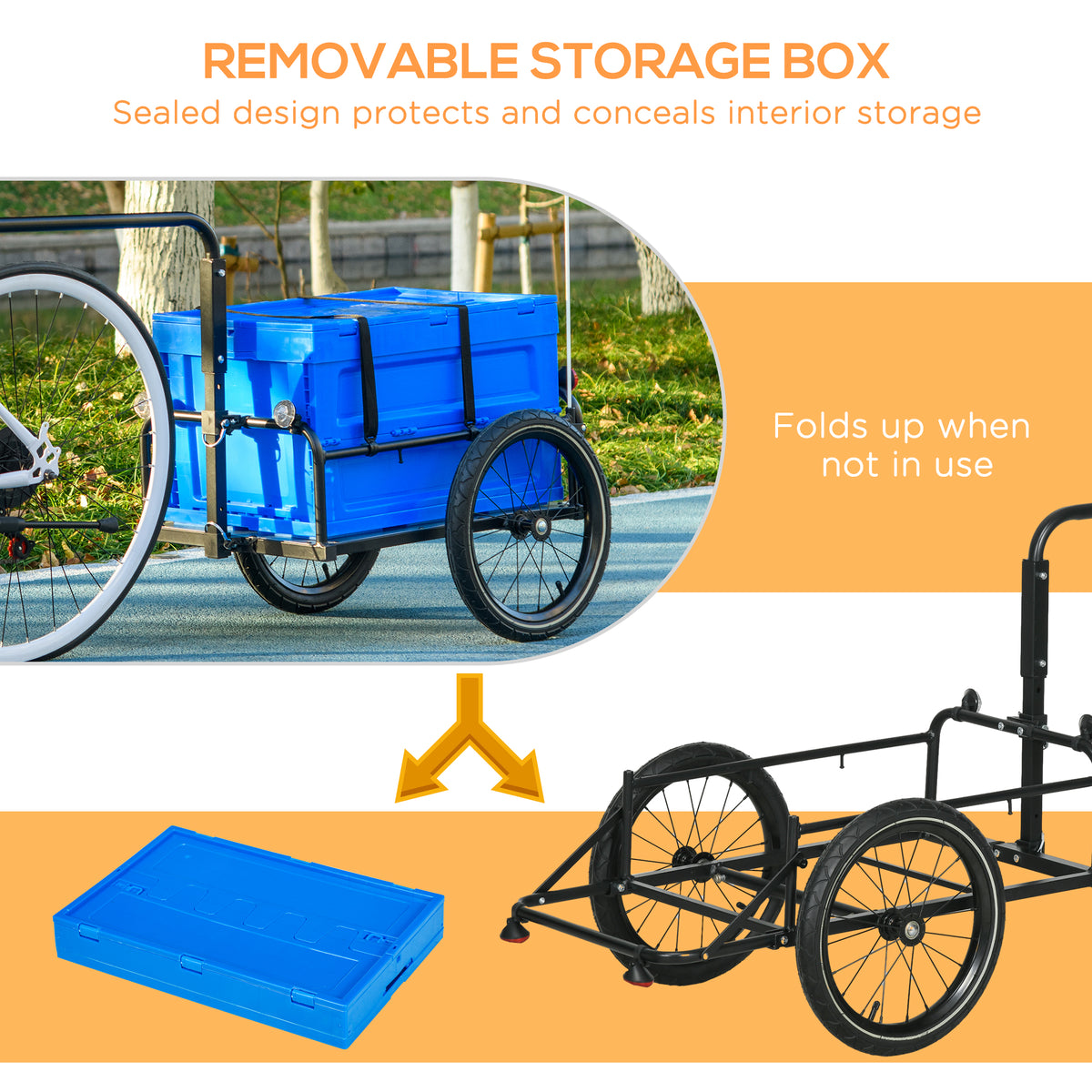 Remorque de vélo en acier pour chargement pliable