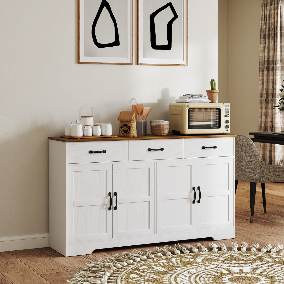 Buffet bahut moderne avec tiroirs et étagères ajustables