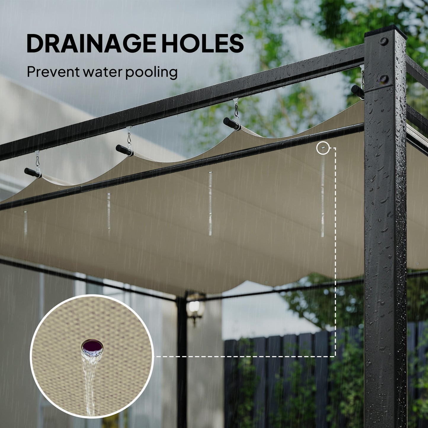 Pergola autoportante avec toit rétractable et rideaux 3×3 m