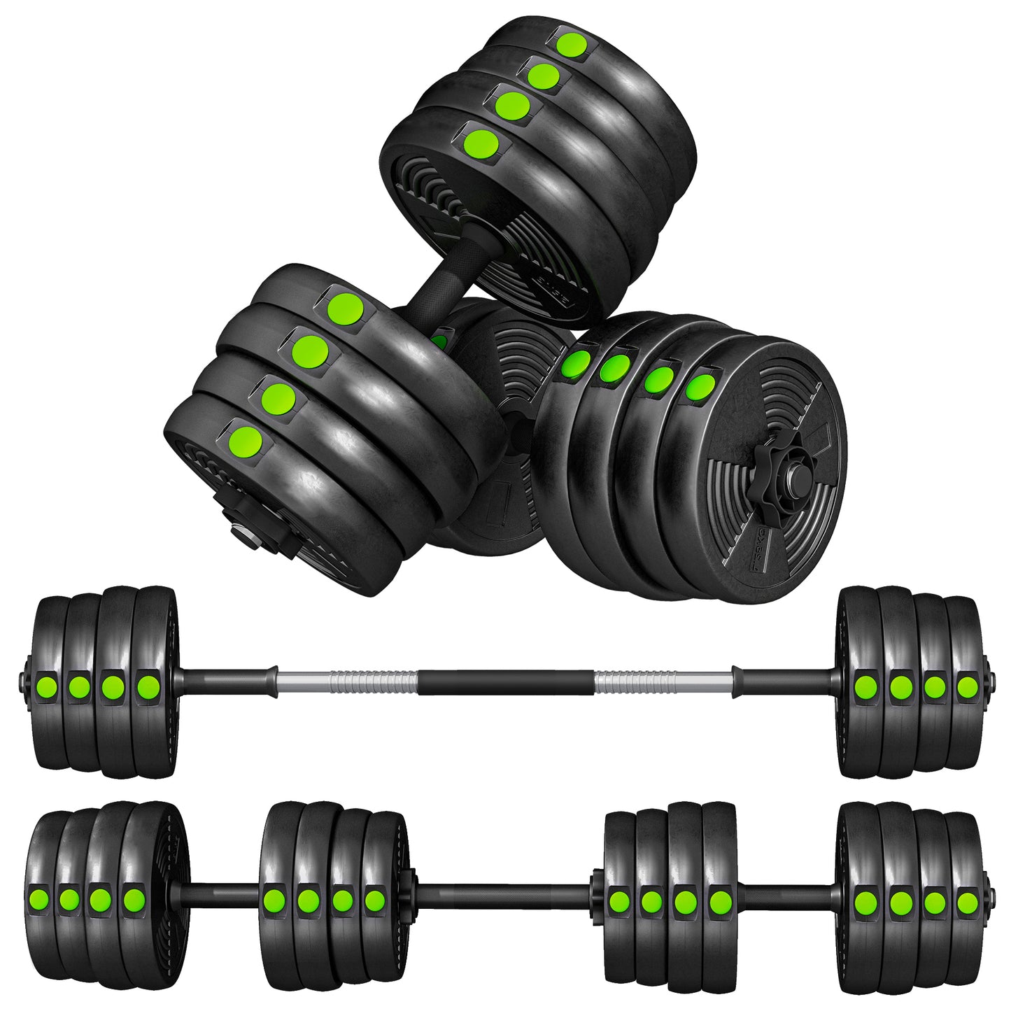 Ensemble haltères et barre 2-en-1 ajustable 30 kg