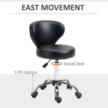 Tabouret de salon pivotant réglable avec dossier et roulettes
