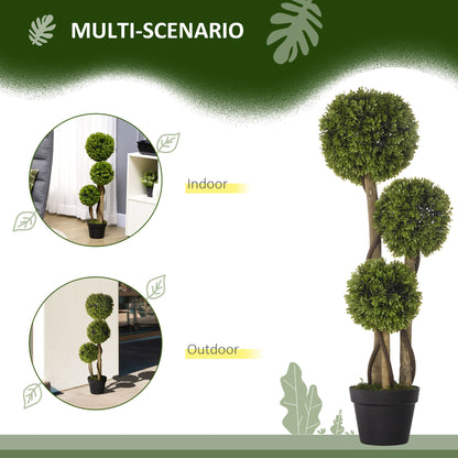 Arbre topiaire artificiel triple boule en pot