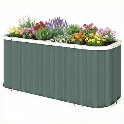 Outsunny 61cm Deep Raised Garden Bed - 220cm Galvanized Steel