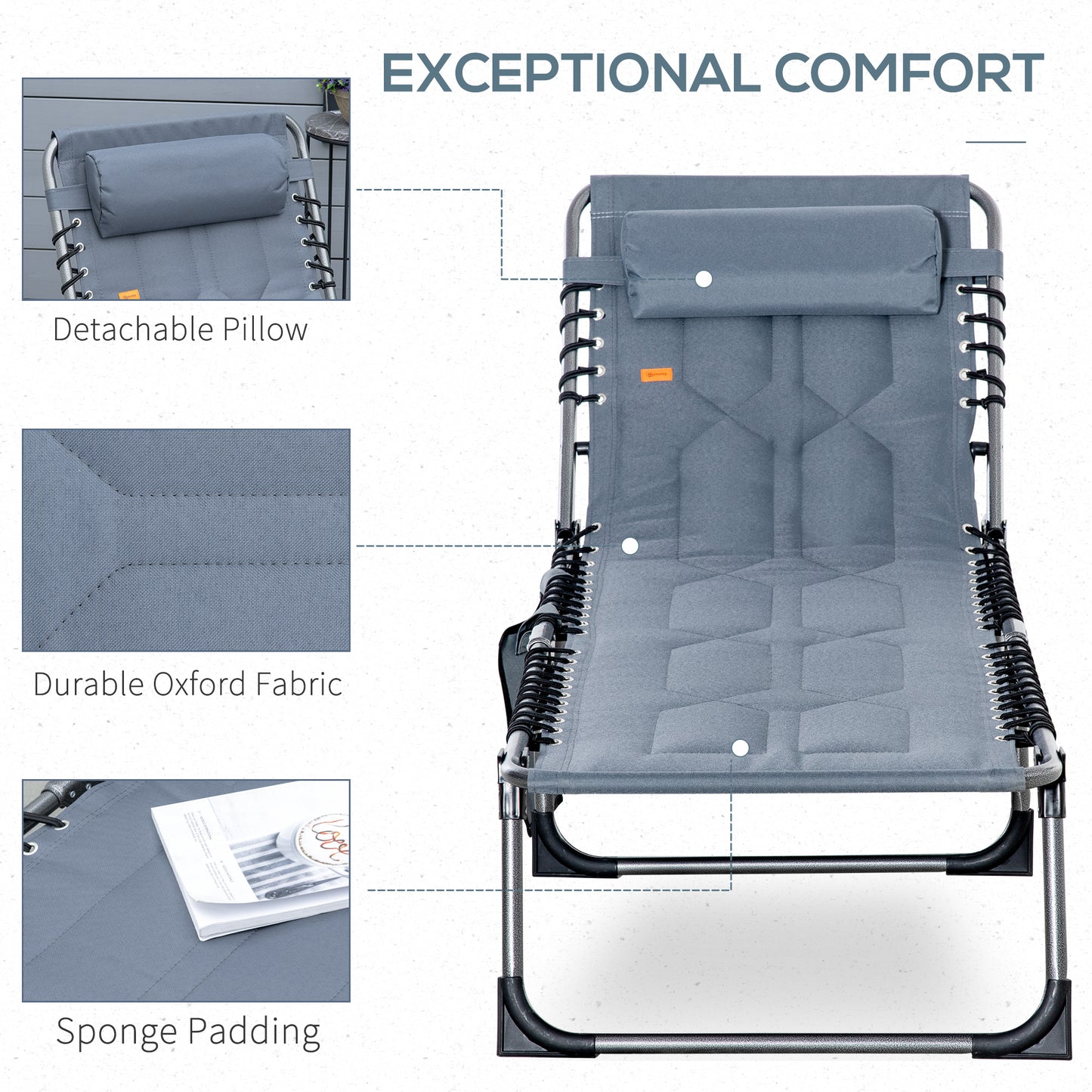 Chaise longue pliante extérieure dossier ajustable 5 positions