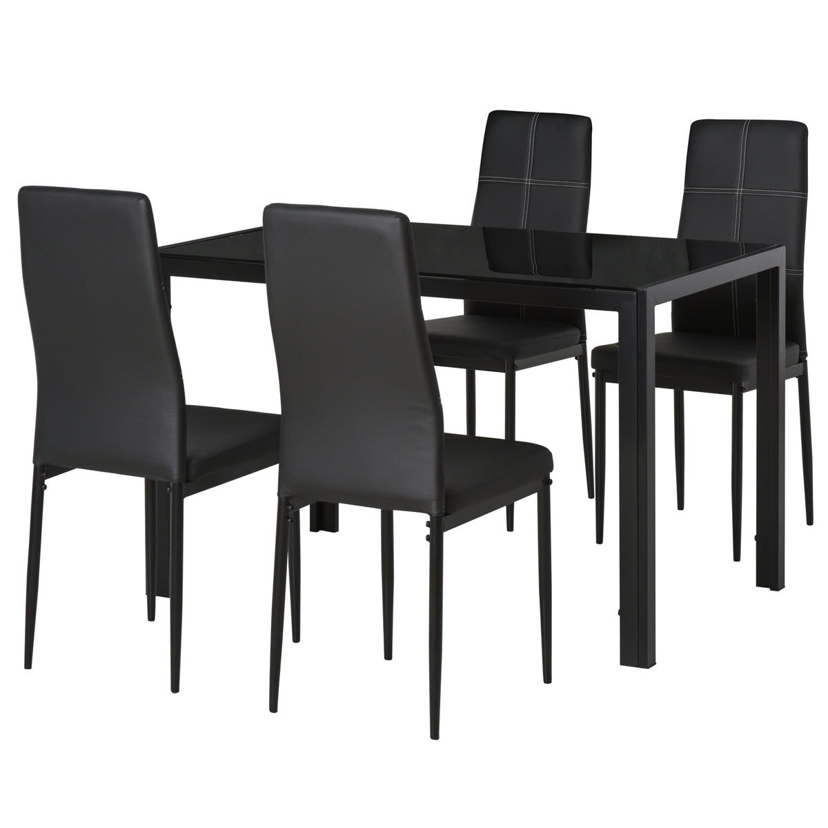 Ensemble salle à manger 5 pièces verre trempé cadre métal