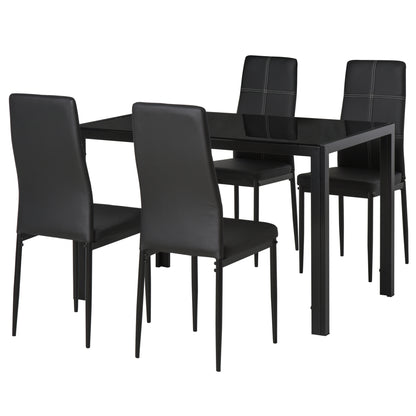 Ensemble salle à manger 5 pièces verre trempé cadre métal