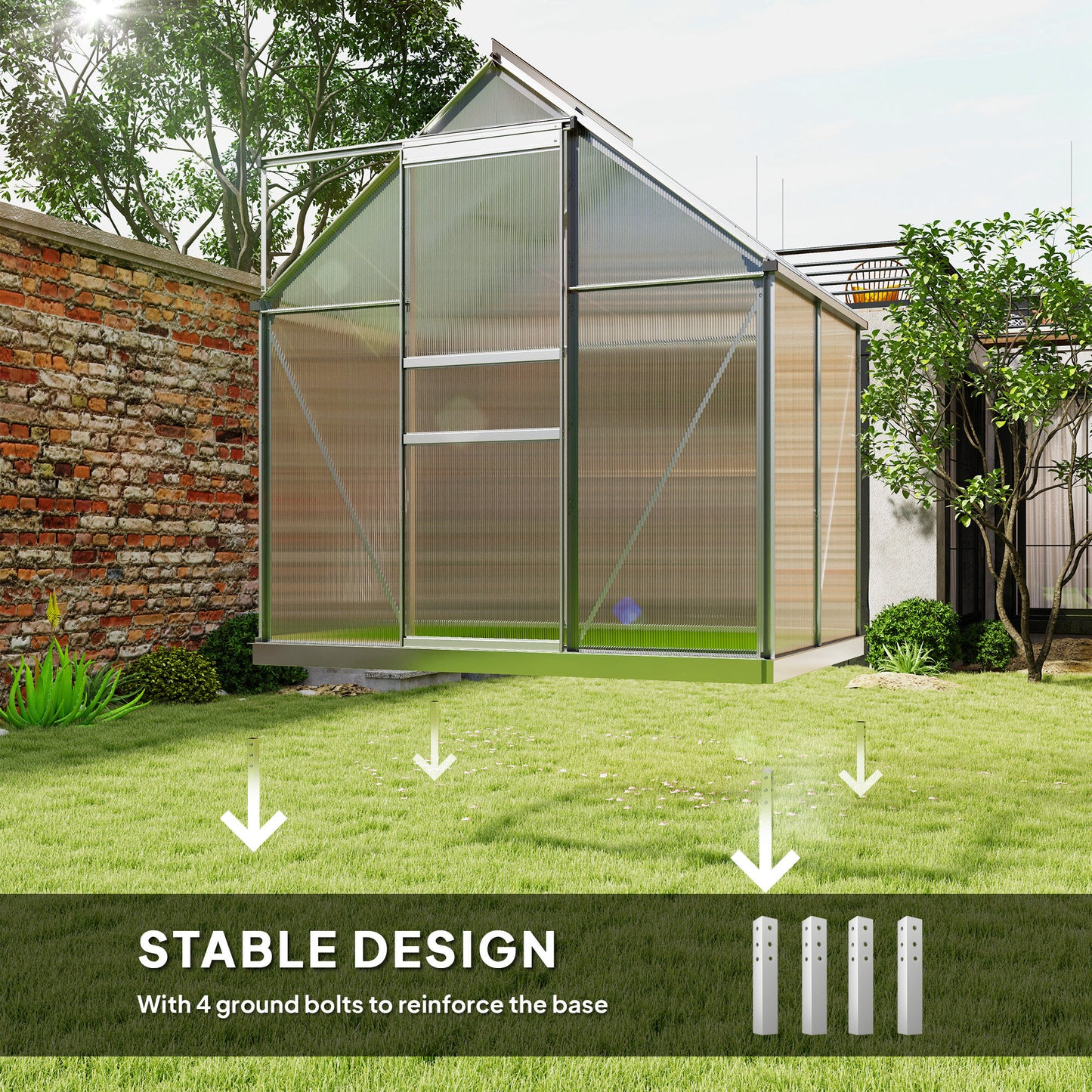 Serre de jardin polycarbonate 183 x 366 x 198 cm
