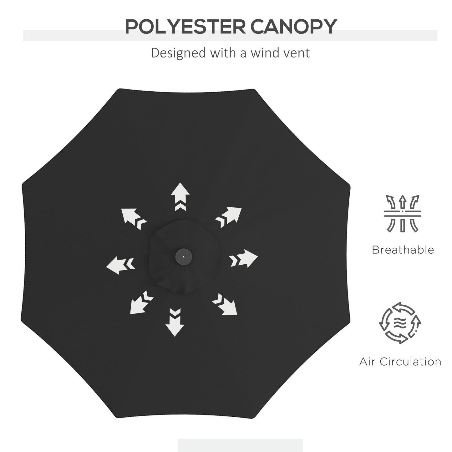 Parasol de patio solaire 24 DEL inclinable
