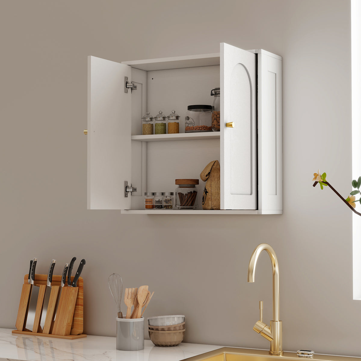Armoire de toilette murale moderne à deux portes arquées
