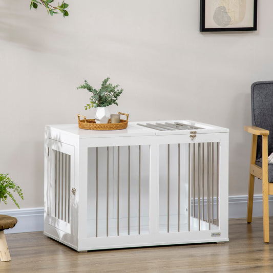 Cage meuble pour chien moyenne taille double porte 80 cm