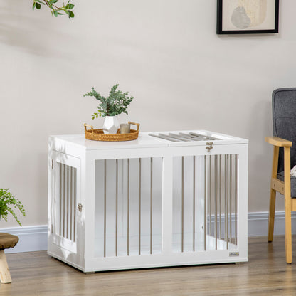 Cage meuble pour chien moyenne taille double porte 80 cm