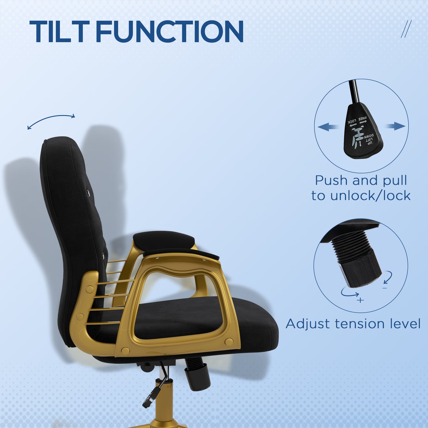 Chaise de bureau capitonnée cuir synthétique cristaux décoratifs
