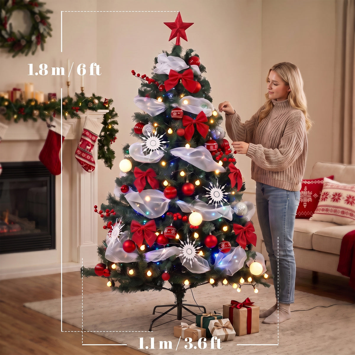Arbre de Noël artificiel prééclairé de 152 cm