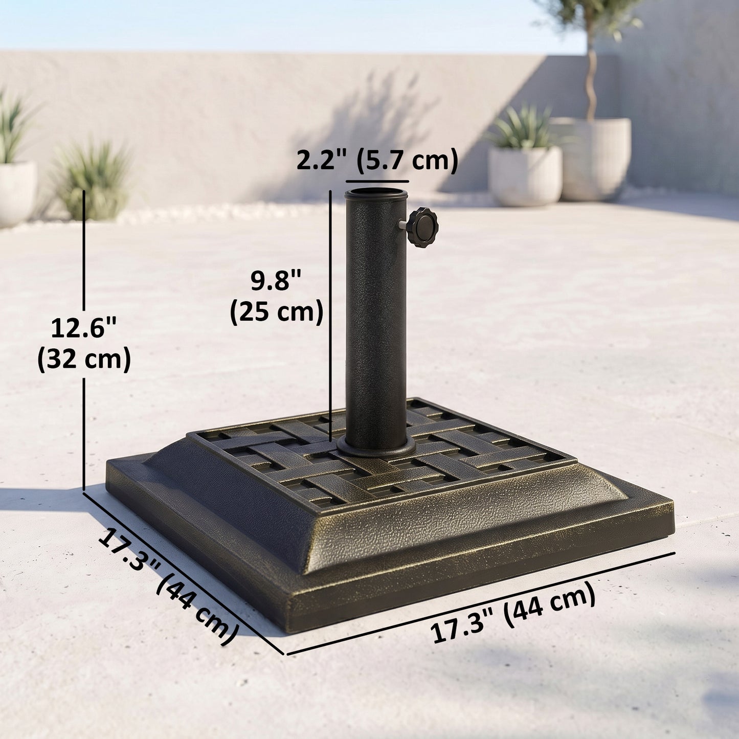 Base de parasol carrée résine 9 kg — bronze
