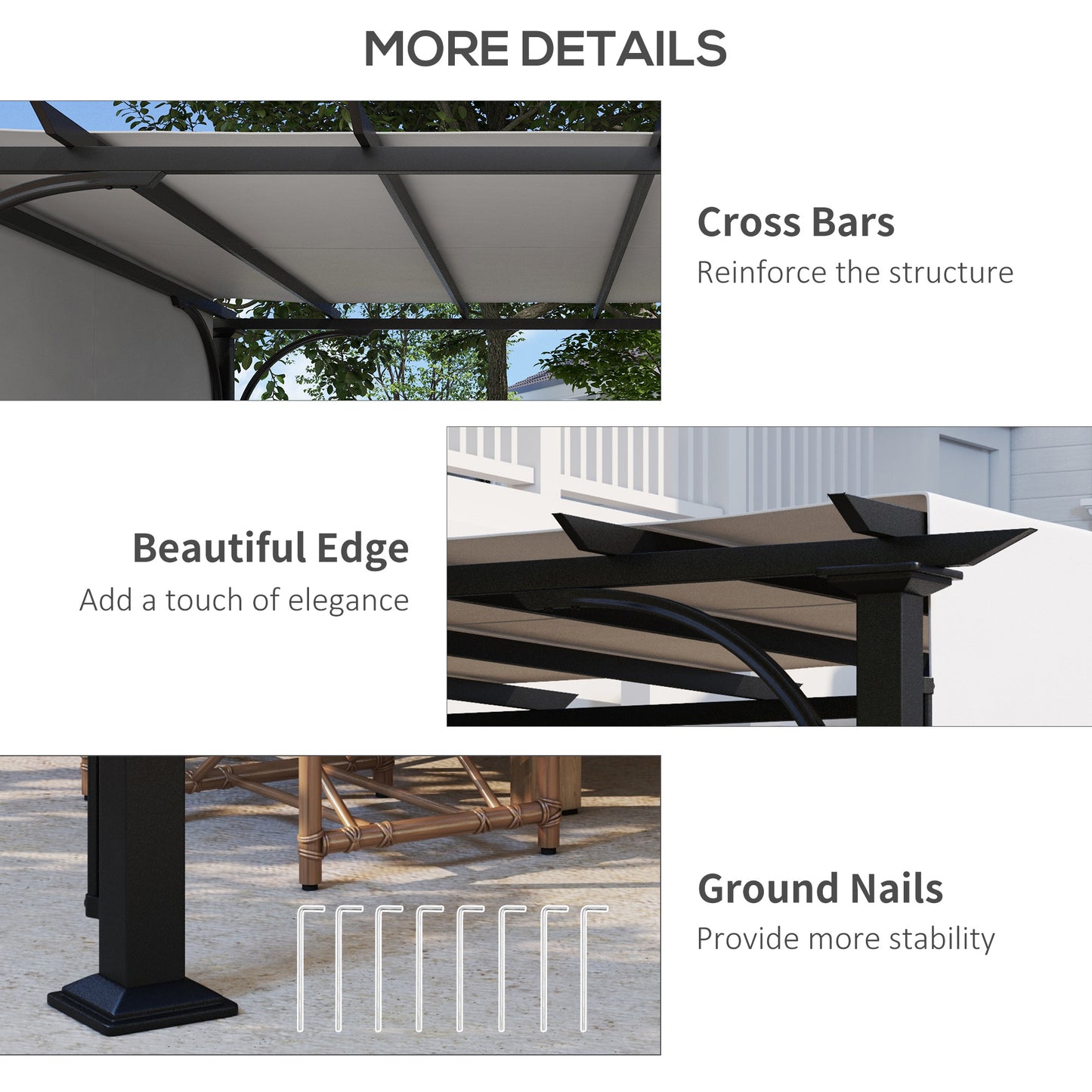 Pergola de patio avec toit coulissant 3 x 3 m