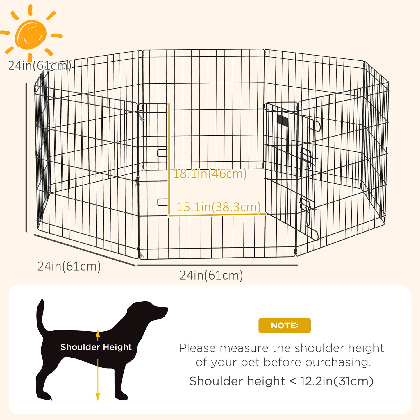 Parc d'exercice pliable pour animaux 8 panneaux
