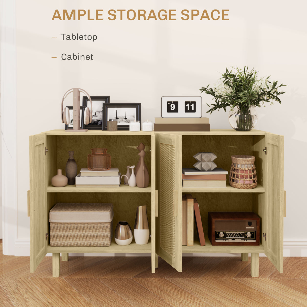 Buffet style boho en bois d'ingénierie