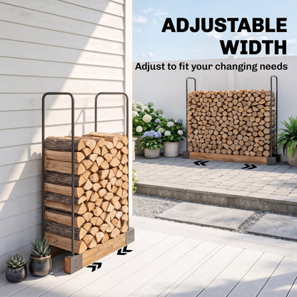 Support à bois de chauffage ajustable en acier