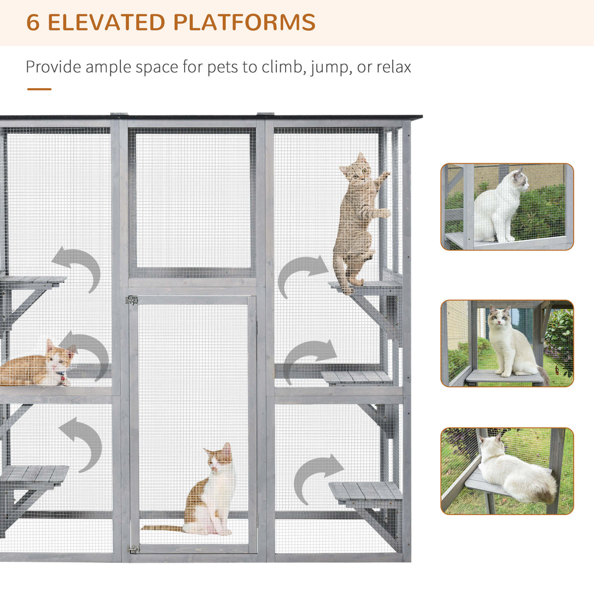Enclos extérieur pour chats avec 6 plateformes