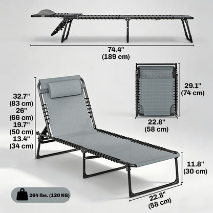 Chaise longue pliante réglable avec appui-tête